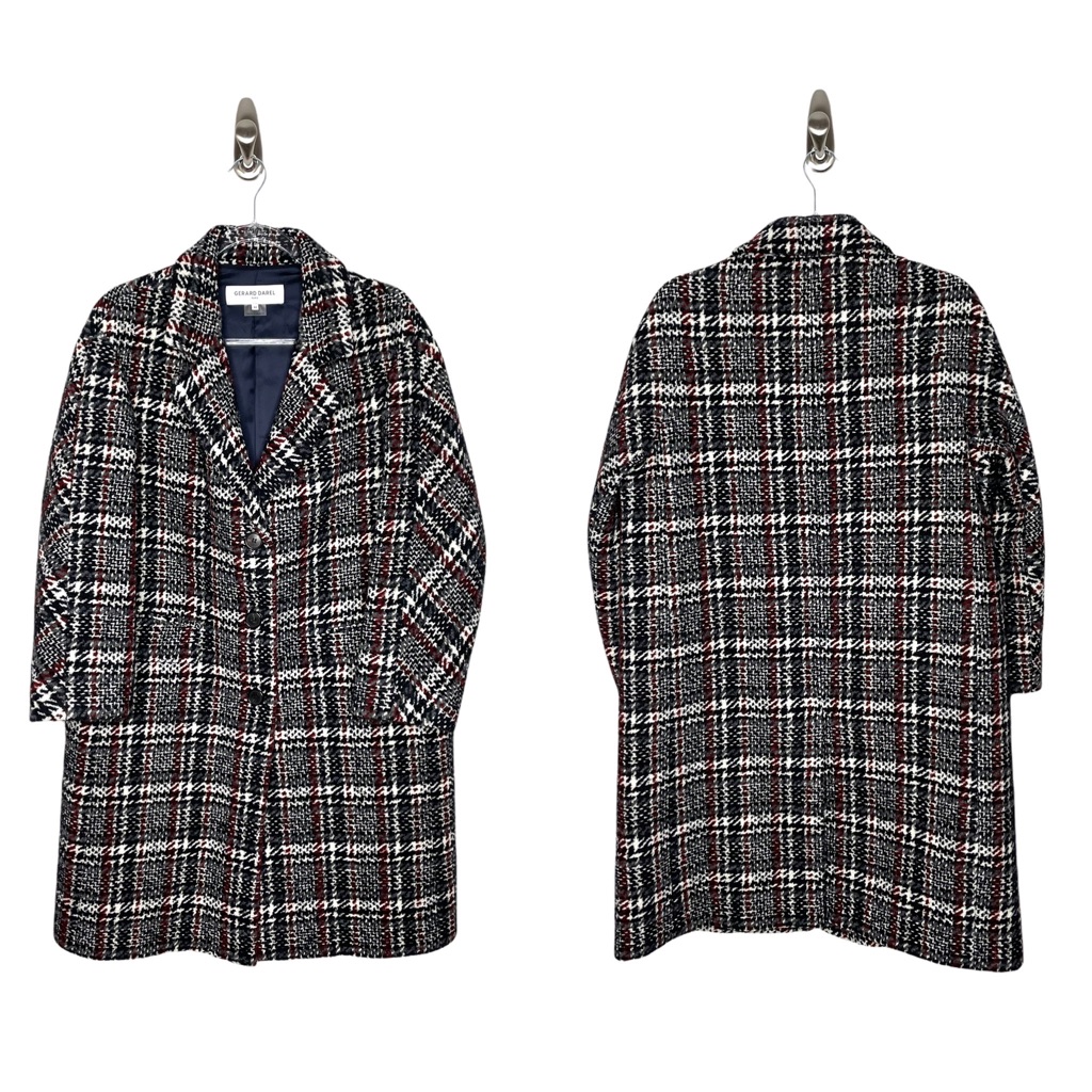 Gerard Darel | Pivoine Plaid Coat In Navy Check 44